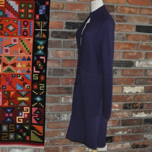 Minkha 100% Alpaca Wool Knit Long Cardigan Button-up Sweater Purple P - Picture 2 of 7